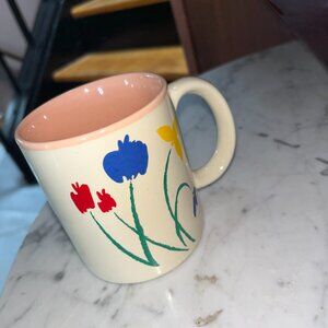 Vintage Floral Mug with Peach Interior